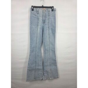 CP Jeans Womens Light Wash High Rise Seam Detail Flare Denim Blue Jeans